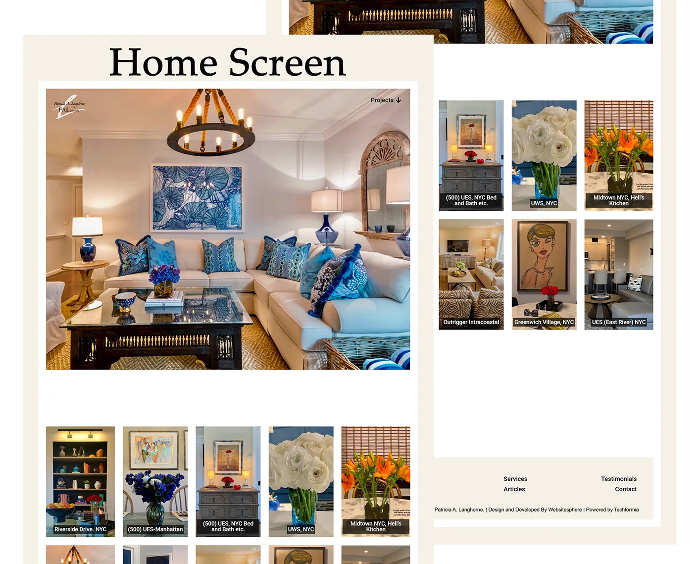 PAL Design website home screen showing an interior photography gallery
